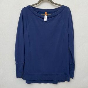 Lucy Medium Blue Boat Neck Long Sleeve Top Size Large Athleisure Comfy Lounge